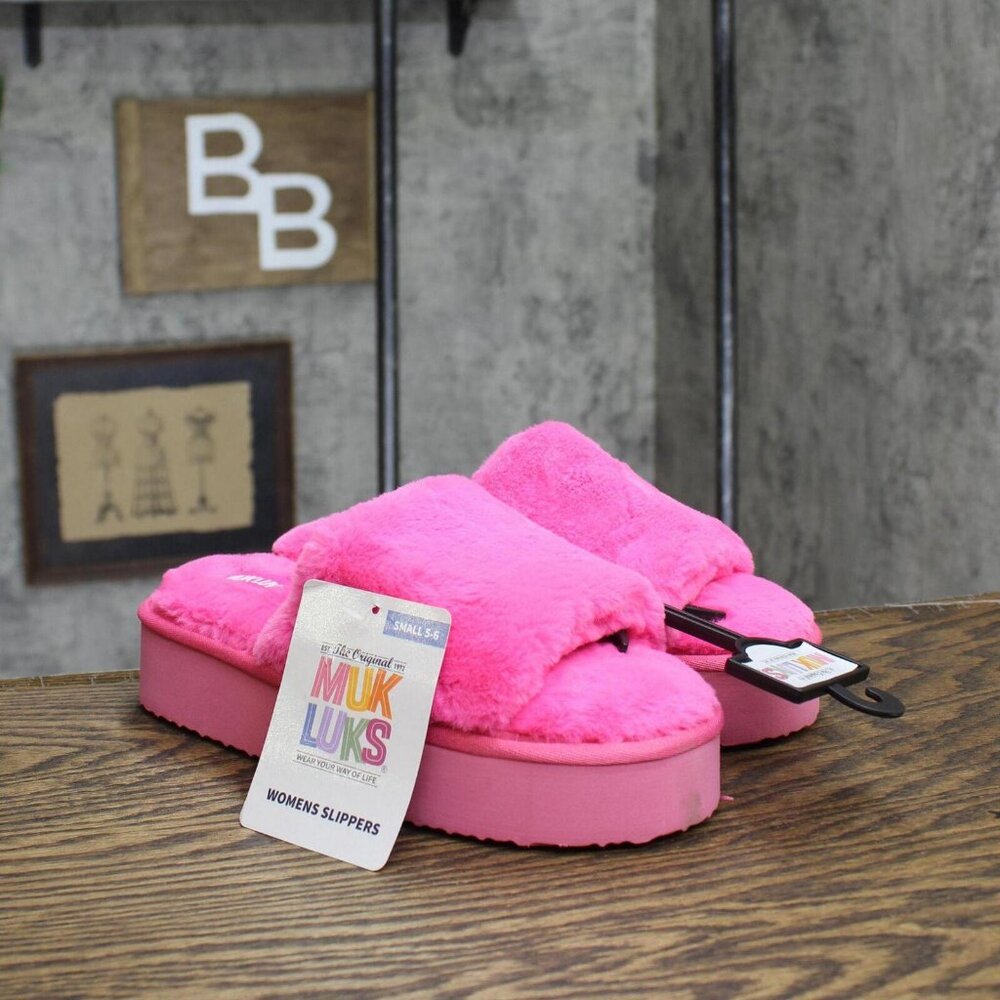 NWT Muk Luks Women's Platform Slide Slippers 1100291 S Pink - Picture 2 of 7